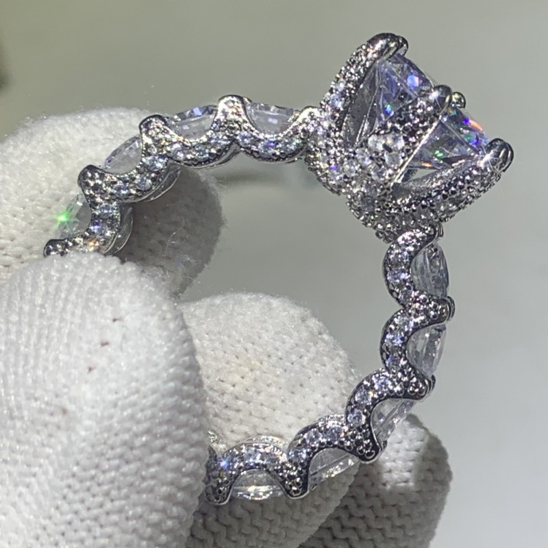 2020 New Arrival Unique Vintage Jewelry 925 Sterling Silver Couple Rings Round Cut White Topaz CZ Diamond Women Wedding Bridal Ring Set Gift