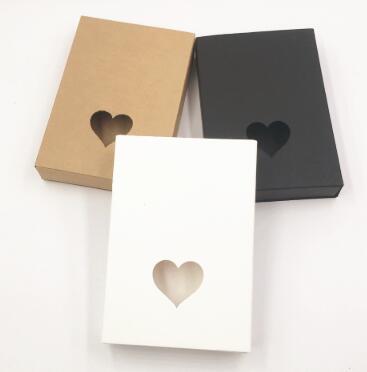 kraft paper cardboard gift boxes for wedding small black white brown paper drawer box hollow heart christmas gift packaging box 24pcs/lot