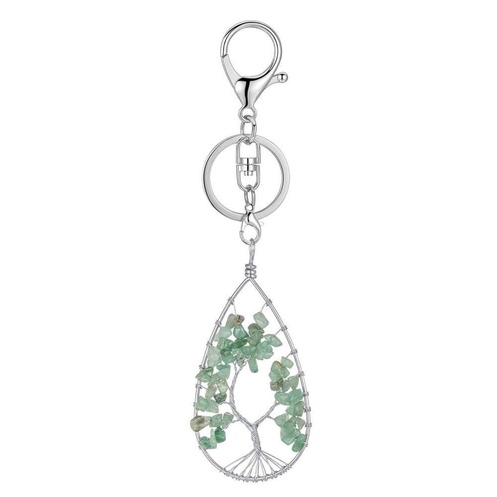 12PCS Handmade Wire Wrapped Chip Stone Life of Tree Pendant Keychain 7 Chakras Healing Crystals Key Ring Chain for Women Car Door