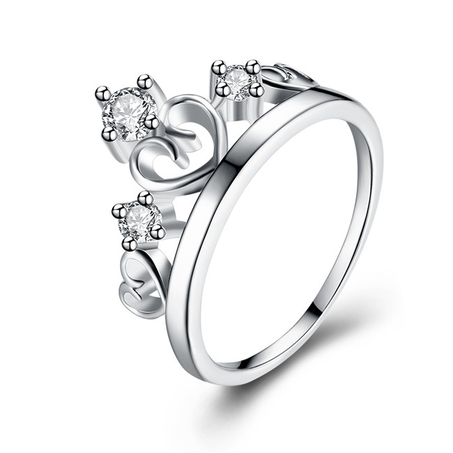 Epacket DHL Plated sterling silver Heart-shaped crown trend ring DHSR905 US size 7,8,9 ;women's 925 silver plate Three Stone Rings jewelry