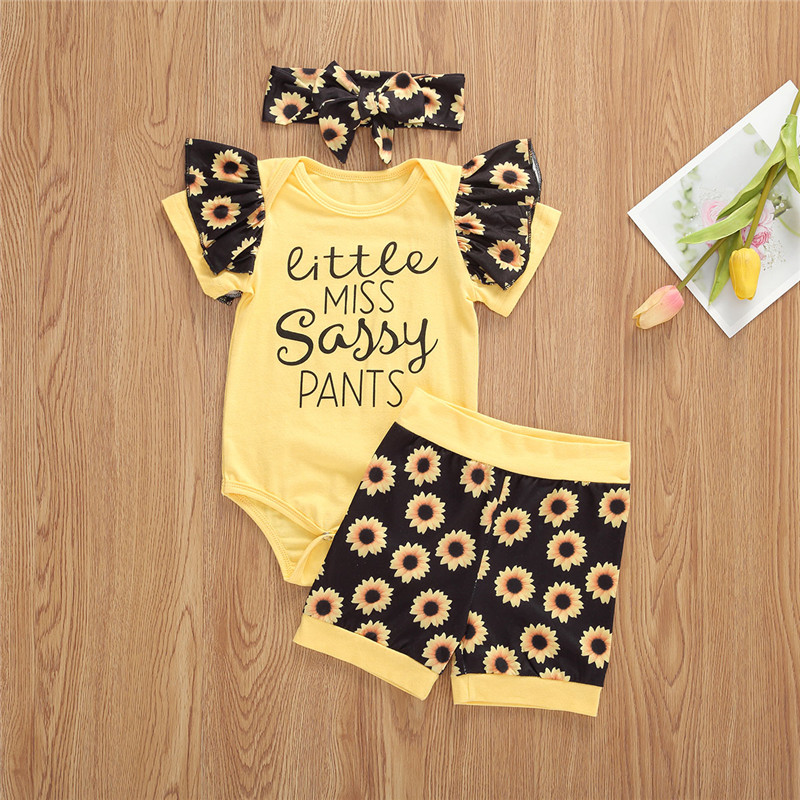 2020 3PCS summer toddle baby girls Clothes short sleeve letter romper top shorts clothing set suits, Yellow
2020 3PCS summer toddle baby girls Clothes short sleeve letter romper top shorts clothing set suits, Yellow