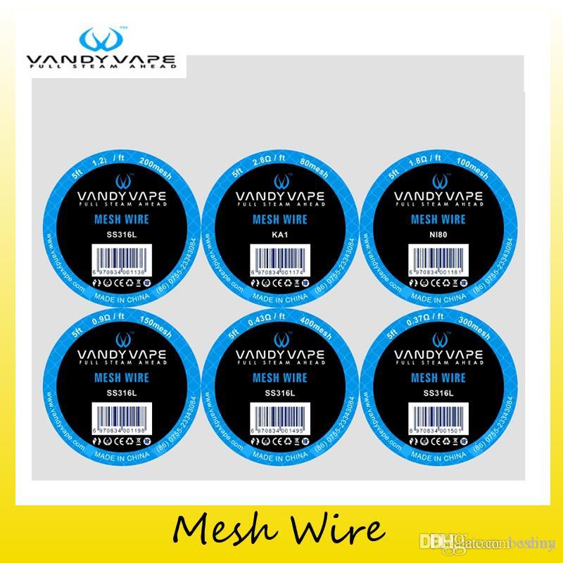 Authentic Vandyvape Mesh Wire KA1 80mesh Ni80 100mesh SS316L 150mesh 200mesh 300mesh 400mesh For Vandy Vape DIY RDA RTA Tank 100% Original
Authentic Vandyvape Mesh Wire KA1 80mesh Ni80 100mesh SS316L 150mesh 200mesh 300mesh 400mesh For Vandy Vape DIY RDA RTA Tank 100% Original
