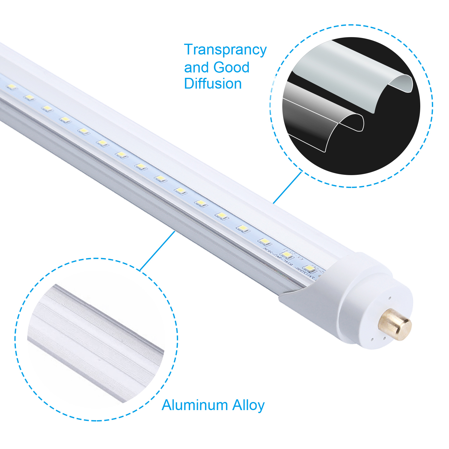 96Inch Single Pin LED Tubes 8FT 8 Feet FA8 T8 Tube Light 45W LED Shop Light