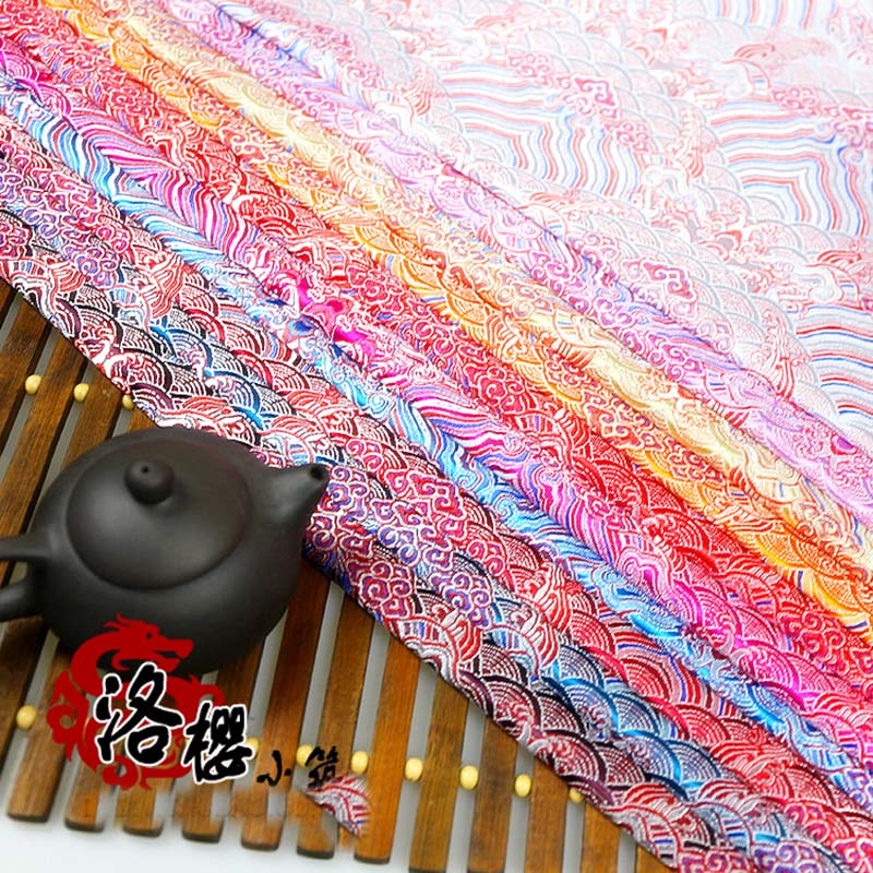 Jacquard Brocade Silk Satin China Costume Dress kimono Cloth COS clothing Damask fabrics Wavy pattern