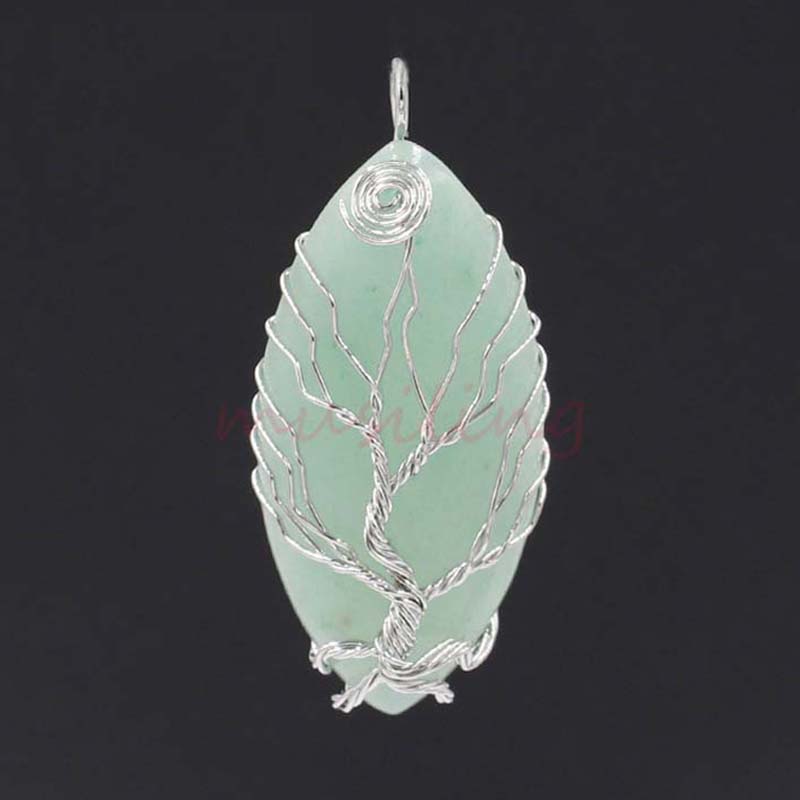 Bohemian Healing Chakra Wicca Witch Amulet Pendants Necklace Chain Horse Eye Tree of Life Jewelry For Women Natural Gemstone Charms Jewelry