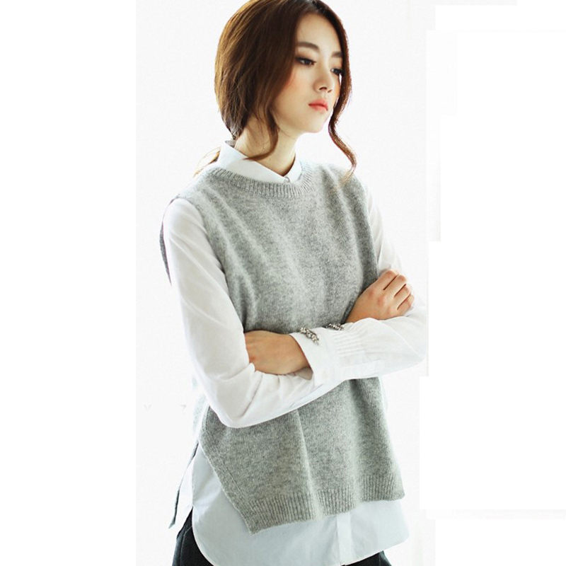 Spring Autumn 2019 New Grey Pink Korean Women' Pullover Knit Best Round Neck Back Split Female Short Sleeveless Sweater LQ752, Gray
Spring Autumn 2019 New Grey Pink Korean Women' Pullover Knit Best Round Neck Back Split Female Short Sleeveless Sweater LQ752, Gray