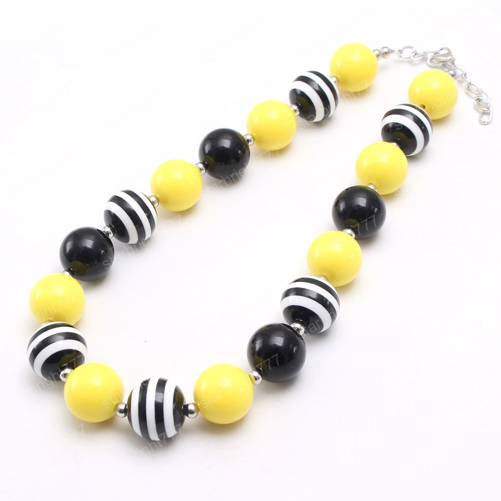 Cute Chunky Bubblegum Necklace DIY Bracelets Yellow+Black Beads Necklace For Kids Girls Jewelry Party GIft Hot sale