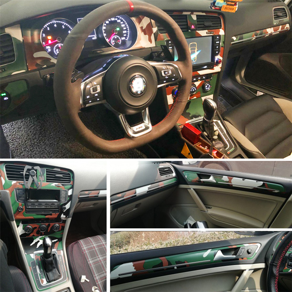Interior Sport Red Carbon Fiber Protection Stickers Fibra Decals Auto Car styling For VW Volkswagen Golf 7 MK7 GTI Accessories