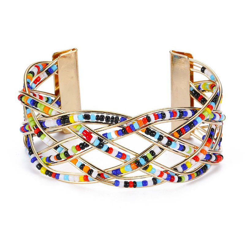 New Boho Charm Braided Multicolor Bead Cuff Bracelets 35mm Wide Bangle For Women 18K Gold Plated Beaded Jewelry
New Boho Charm Braided Multicolor Bead Cuff Bracelets 35mm Wide Bangle For Women 18K Gold Plated Beaded Jewelry