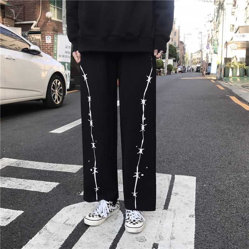 Korean Harajuku Print High Waist Wide Leg Pants Vintage BF Style Women Trousers 2020 Streetwear Female Joggers, Black
Korean Harajuku Print High Waist Wide Leg Pants Vintage BF Style Women Trousers 2020 Streetwear Female Joggers, Black