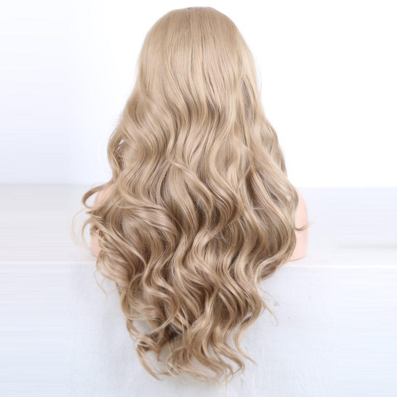 Fashion blonde 360 Lace Frontal Wig Pre Plucked With Baby Hair Brazilian Deep water Wave lace front Wigs synthetic heat resistant For Women