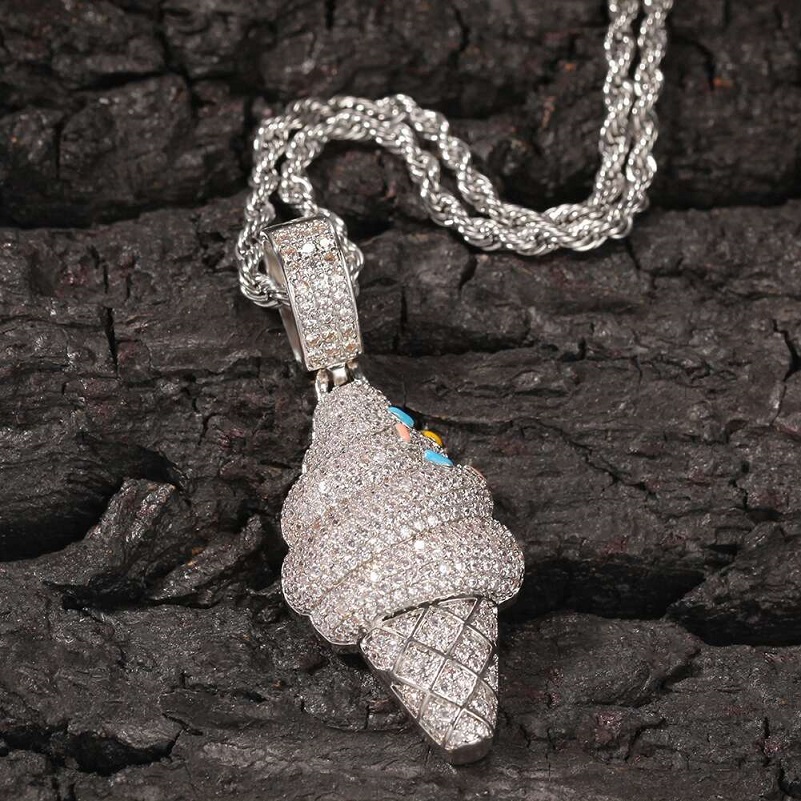 iced out ice cream cone pendant necklace for men women hip hop luxury designer bling diamond dessert pendants silver chain jewelry love gift
iced out ice cream cone pendant necklace for men women hip hop luxury designer bling diamond dessert pendants silver chain jewelry love gift