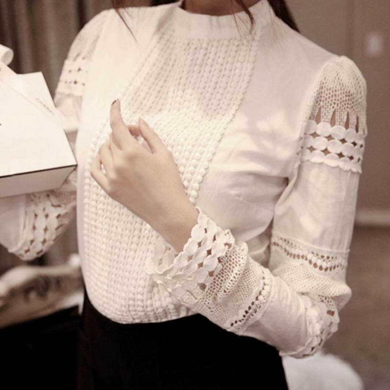 Autumn Women' Shirts White Long-sleeved Blouses Slim Basic Tops Plus Size Hollow Lace Shirts Female High Quality, As pic
Autumn Women' Shirts White Long-sleeved Blouses Slim Basic Tops Plus Size Hollow Lace Shirts Female High Quality, As pic