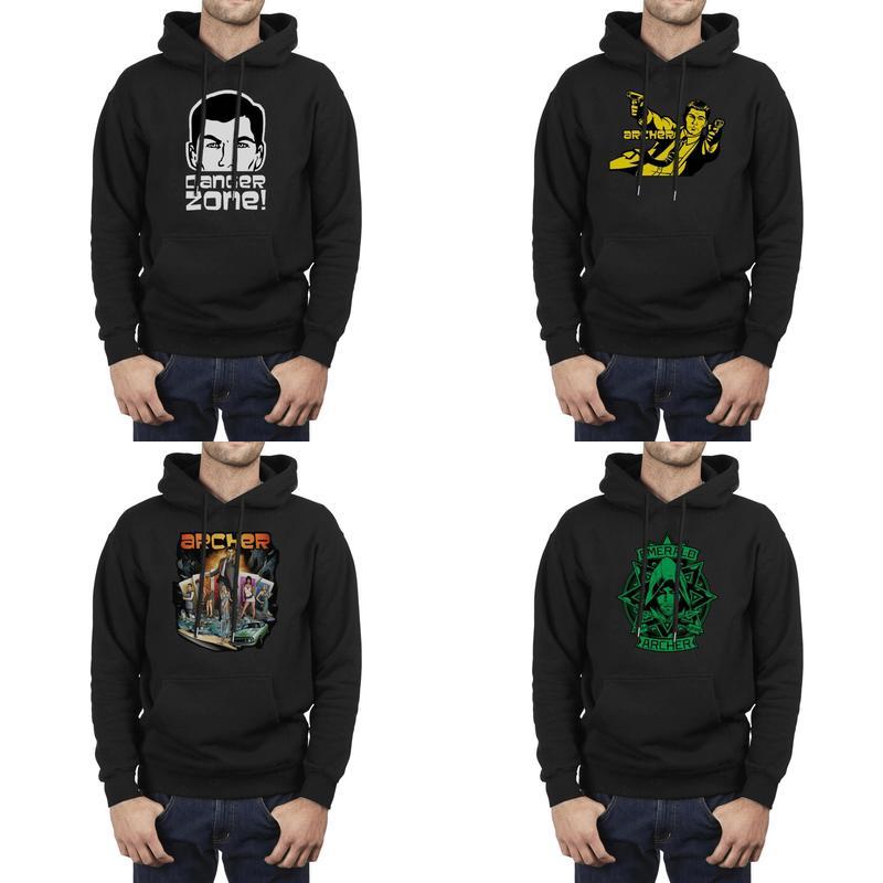 Mode Hommes Archer Affiche Black Hiver Hoodies, Sweat-shirt Casual Pocket Amis Hoodies Rob Jaune Emeraude Archer Danger Gree Danger Zone Le
