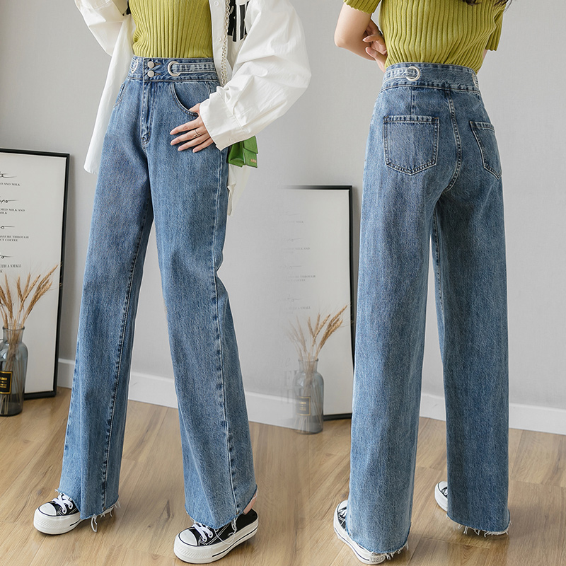 2020 jeans han edition Xuan female elegant wind sweep the floor of tall waist trousers wide leg show thin straight canister, Blue
2020 jeans han edition Xuan female elegant wind sweep the floor of tall waist trousers wide leg show thin straight canister, Blue