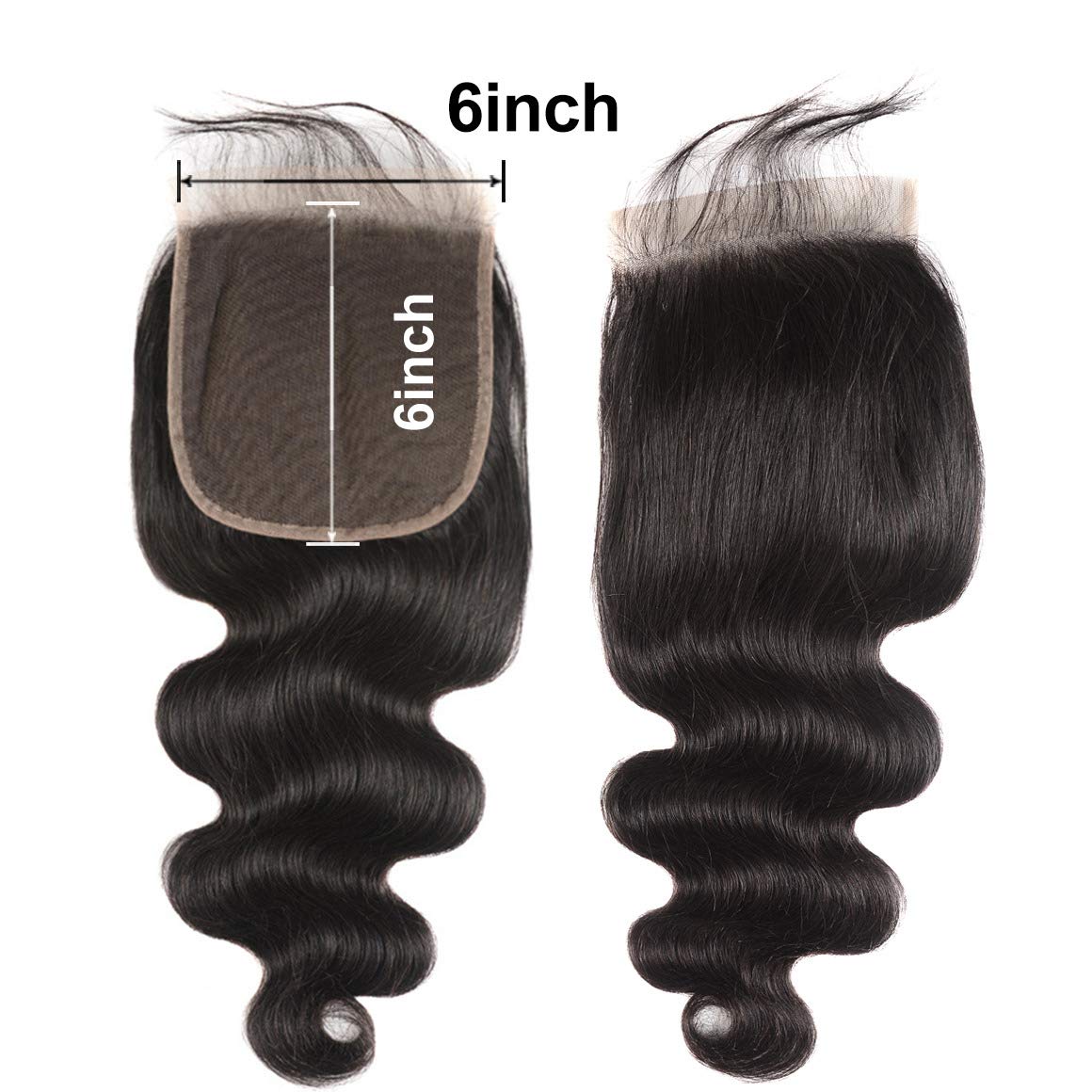 Free shipping 6x6 Transparent Lace Closure Brazilian Straight Human Pre Plucked With Baby Hair