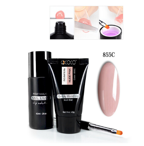 Kit Acrylic Builder Gel Nail Tips Brush Nail Slice Nail Extension Soak Off UV LED Gel Slip Solution