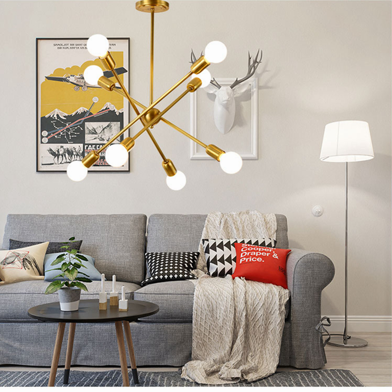 American style copper body 8/10 arm LED Pendant light modern branch with E27 base 4W led lamp pure white free shipping