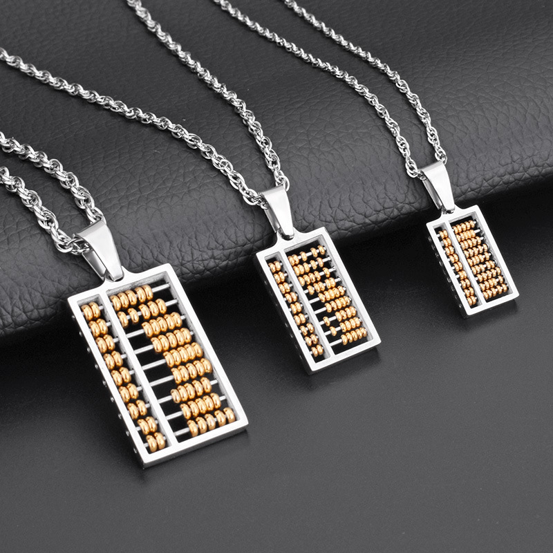 Charm Abacus Pendant Necklace 18K Gold Plated Stainless Steel Men Women Lover Couple Jewelry