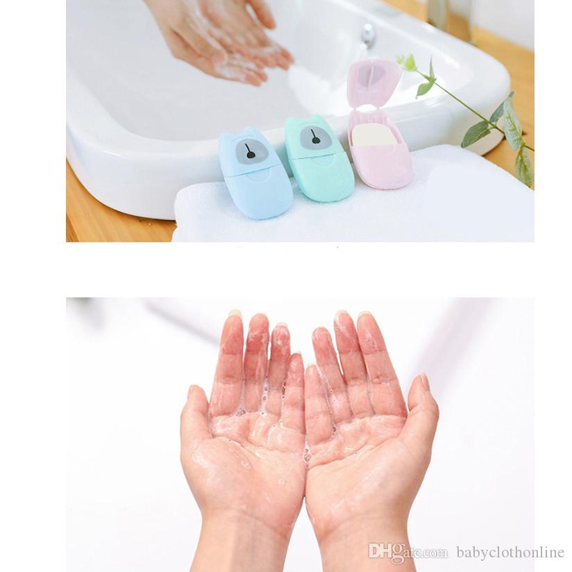 50pics Grand sale Portable Soap Paper Disposable box travel soaps Flakes Outdoor Hand Washing clean Soap sterilization Scented Soaps Slice