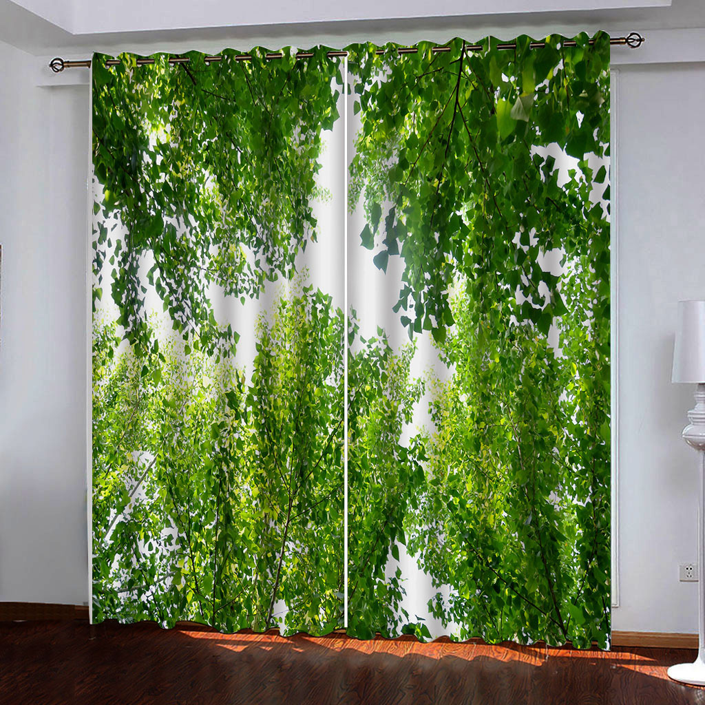 

Custom green forest curtain Luxury Blackout 3D Curtains For Living room Bedding room Office blackout curtains