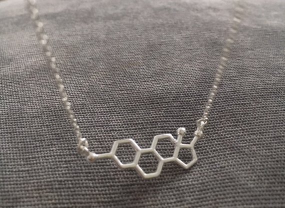 30PCS Female Hormone Molecule Structure Necklace Geometric Science Nurse Chemistry Formula Dopamine Molecular Chain Necklaces