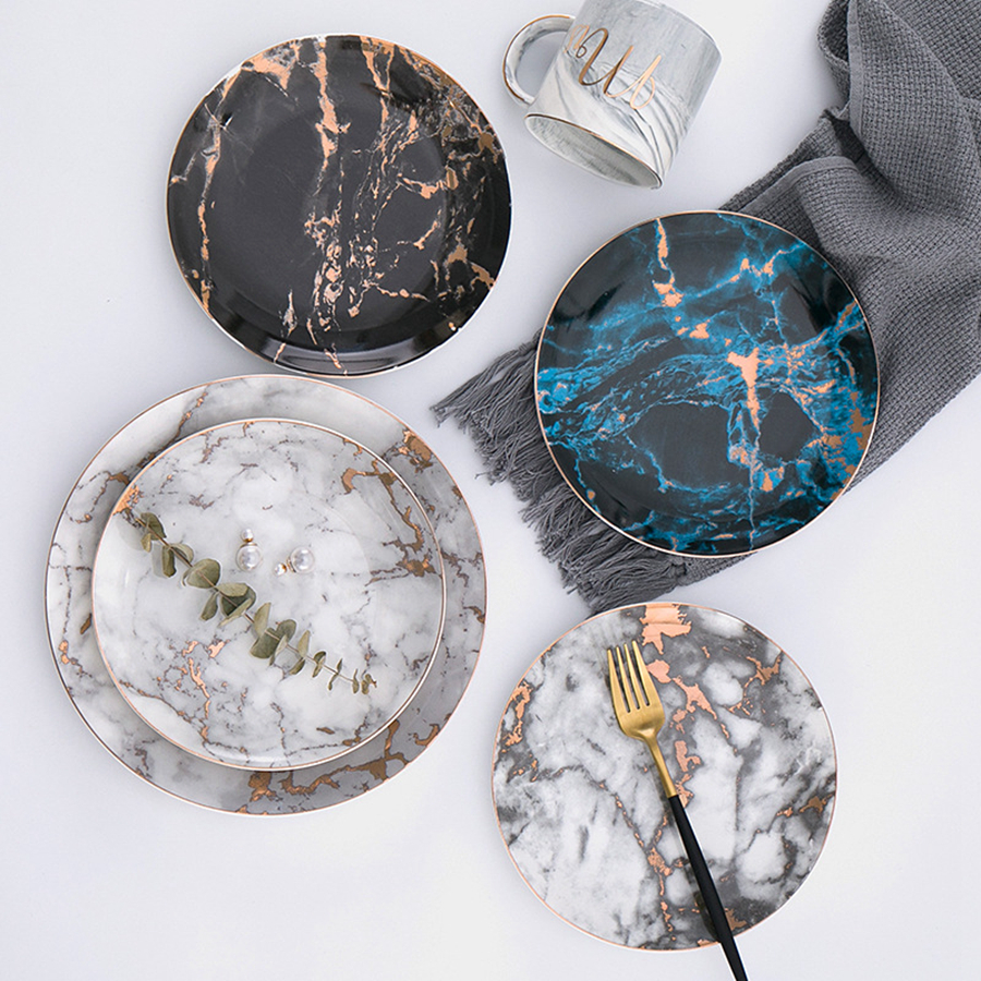 Marble Plates Ceramic Dishes Gold Inlay Porcelain Dessert Plate Steak Salad Snack Cake Plates Tableware Dinnerware 8styles RRA2007
Marble Plates Ceramic Dishes Gold Inlay Porcelain Dessert Plate Steak Salad Snack Cake Plates Tableware Dinnerware 8styles RRA2007