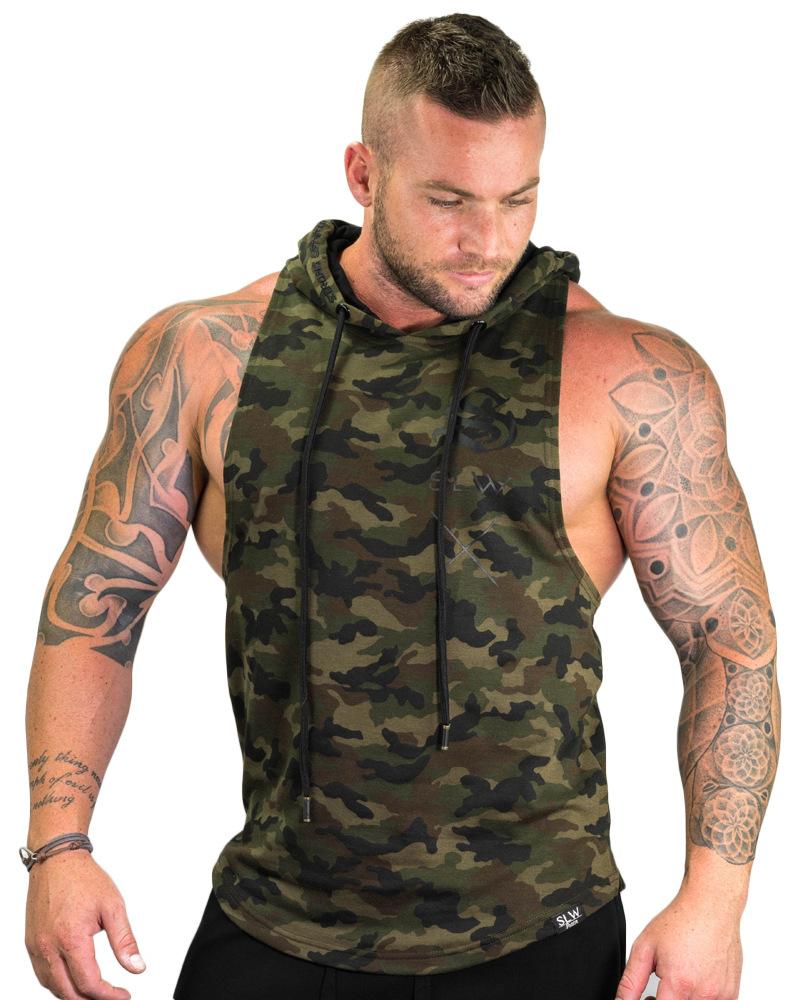 New Men Bodybuilding Tank Tops Gyms Fitness Workout Sleeveless Hoodies Man Slim Casual Camouflage Hooded Vest Male Camo Clothing Size M-XXL от DHgate WW