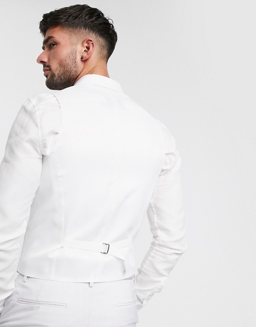 New Fashion White Groomsman Wedding Tuxedos Slim Fit 2 Pieces Mens Suit Formal Prom Party Wear Blazer(Vest+Pants)