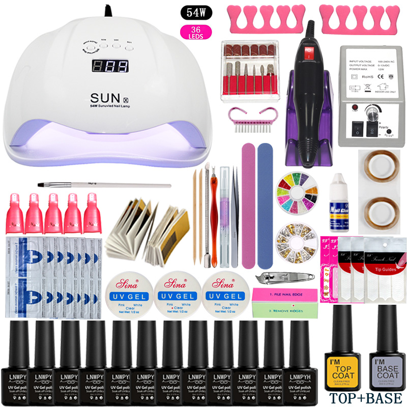 Nail Set 54W UV LED Lamp Dryer With Nail Gel Polish Kit Soak Off Manicure Set Gel Polish
Nail Set 54W UV LED Lamp Dryer With Nail Gel Polish Kit Soak Off Manicure Set Gel Polish