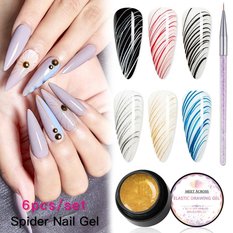 MEET ACROSS 6Pcs Spider Wire Drawing Nail Gel Set Lacquer 5ml Painting Gel Varnish Pulling Silk Creative Nail Art Polish, Fzh04559
MEET ACROSS 6Pcs Spider Wire Drawing Nail Gel Set Lacquer 5ml Painting Gel Varnish Pulling Silk Creative Nail Art Polish, Fzh04559