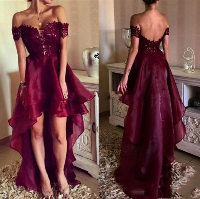 Burgundy Sexy Off-Shoulder A-Line Prom Dresses Short Sleeves Lace Appliques High Low Open Back Long Plus Size Evening Gowns, Ivory
Burgundy Sexy Off-Shoulder A-Line Prom Dresses Short Sleeves Lace Appliques High Low Open Back Long Plus Size Evening Gowns, Ivory