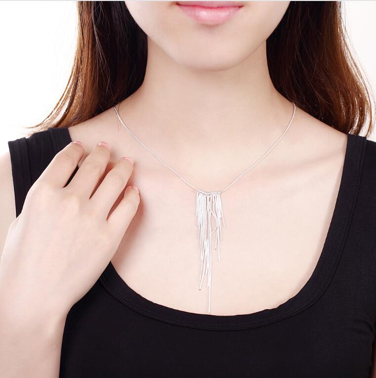Hot sale Streamlined necklace sterling silver plate necklace STSN026,brand new fashion 925 silver Chains necklace factory direct sale