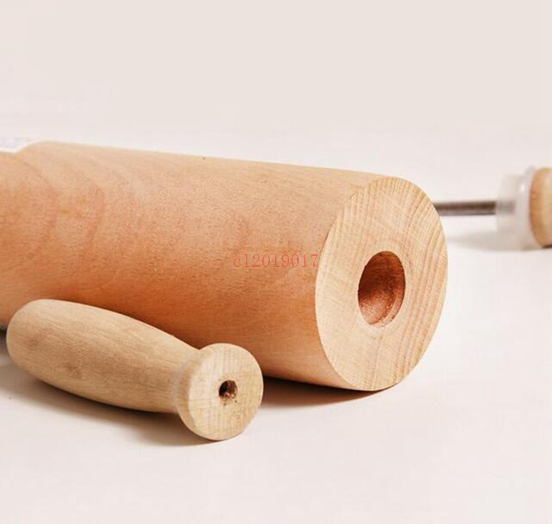 hot Non-stick Flour Stick Wood Rolling Pin Wood Roller Handle Solid Wood Handle Roller Food Silicone Quality