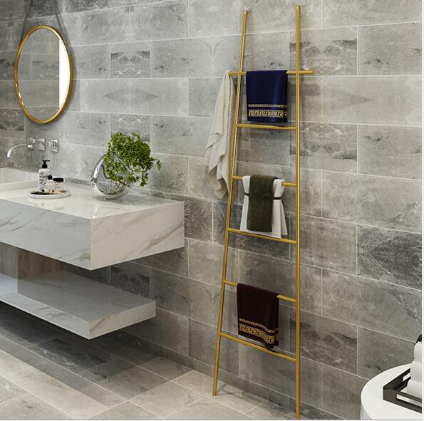 Ladder decoration Bathroom Shelves towel hanger Nordic landing art perforated free metal simple coat rack