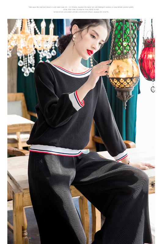 HOT SELLING Miyake fold solid three quarter slash neck patchwork T-shirt + wide leg pants patchwork black suit IN STOCK
HOT SELLING Miyake fold solid three quarter slash neck patchwork T-shirt + wide leg pants patchwork black suit IN STOCK