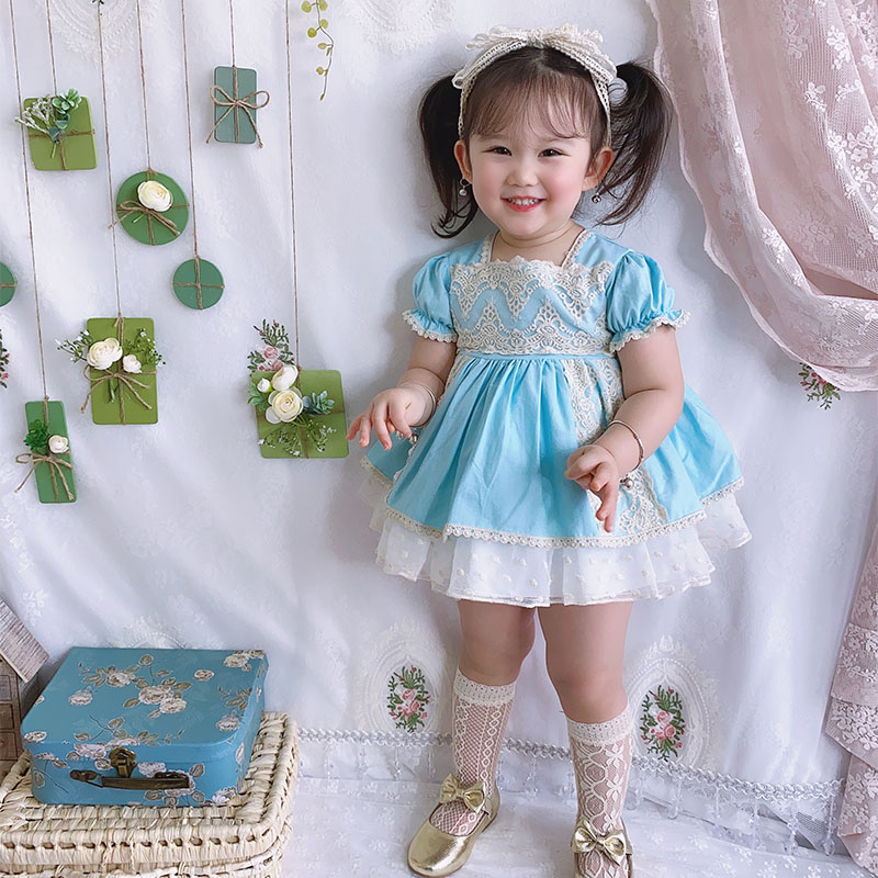 Custom Spain baby girl vintage court style Elegant dress birthday dress for party or wedding lace princess bubble sleeves, Fresh blue dress
Custom Spain baby girl vintage court style Elegant dress birthday dress for party or wedding lace princess bubble sleeves, Fresh blue dress