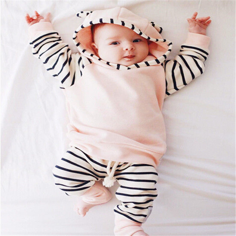 Newborn Baby Girl Clothes Stripe Hooded Sweatshirt Cute Ear Long Sleeve Top + Legging Sports Tracksuit Outfits Casual 2Pcs Set, Pink
Newborn Baby Girl Clothes Stripe Hooded Sweatshirt Cute Ear Long Sleeve Top + Legging Sports Tracksuit Outfits Casual 2Pcs Set, Pink