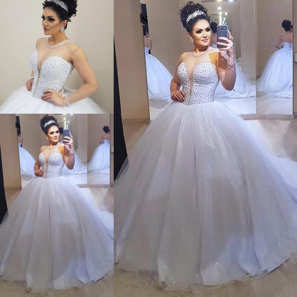 Luxury Rhinestones Beaded Wedding Dresses Long Sleeves Ball Gown Bridal Dress Sparkle Sequins Tulle Marrige Dress vestidos, Champagne
Luxury Rhinestones Beaded Wedding Dresses Long Sleeves Ball Gown Bridal Dress Sparkle Sequins Tulle Marrige Dress vestidos, Champagne