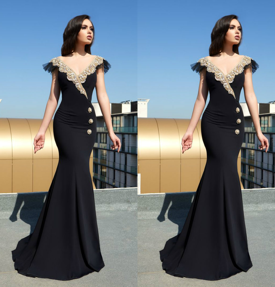 Tony Chaaya Mermaid Prom Dresses 2019 Lace Beaded Satin Sweep Train Cheap Evening Dress V Neck Cap Sleeve Formal Party Dress, Light yellow
Tony Chaaya Mermaid Prom Dresses 2019 Lace Beaded Satin Sweep Train Cheap Evening Dress V Neck Cap Sleeve Formal Party Dress, Light yellow