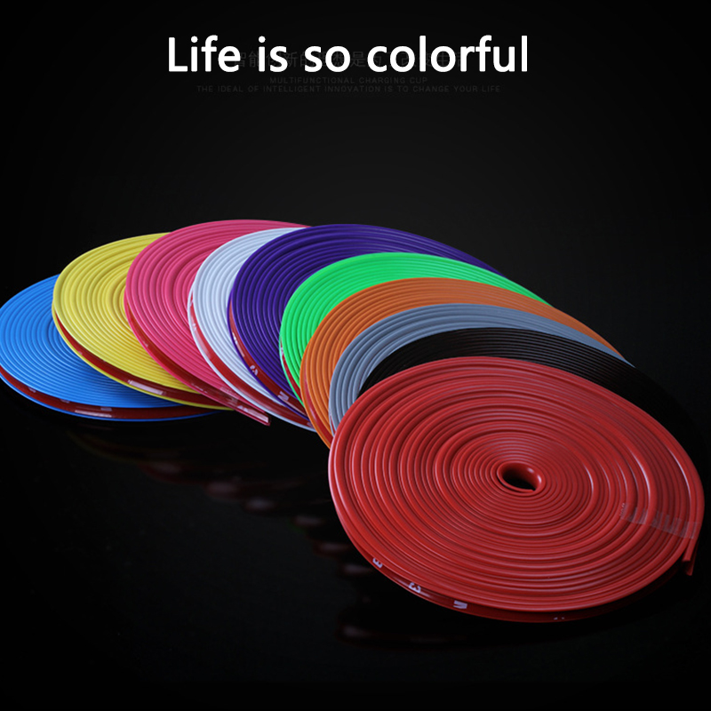 8M/lot Car Wheel Hub Rim Sticker Chrome Wheel Decoration Auto Tire Rims Plated Strip Car-styling Exterior Accessories
