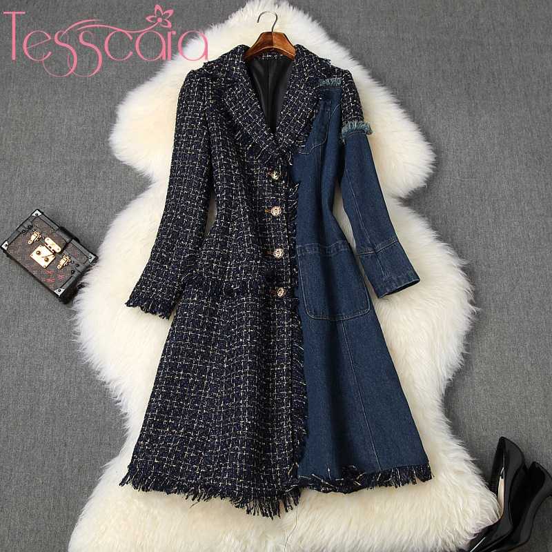 TESSCARA Women Runway Designer Long Denim Blazer Jacket Coat High Quality Vintage Wool Blend Cocktail Party Outerwear & Coats, Blue
TESSCARA Women Runway Designer Long Denim Blazer Jacket Coat High Quality Vintage Wool Blend Cocktail Party Outerwear & Coats, Blue