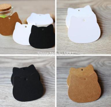 Cat Head Kraft Paper Tags Gift Wrap Labels DIY Wedding Birthday Note Blank Craft Gift Tag 5.2x6.5cm 300pcs/lot