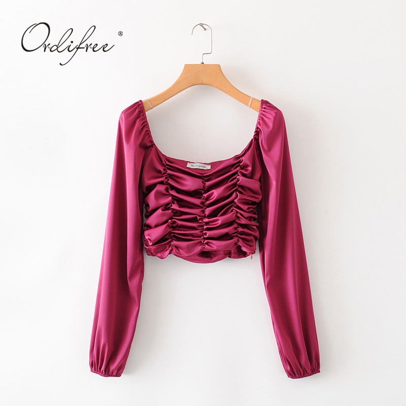 Ordifree 2020 Summer Women Satin Blouse Sexy Tops Long Sleeve Short Silk Blouse Shirt, Rose red
Ordifree 2020 Summer Women Satin Blouse Sexy Tops Long Sleeve Short Silk Blouse Shirt, Rose red