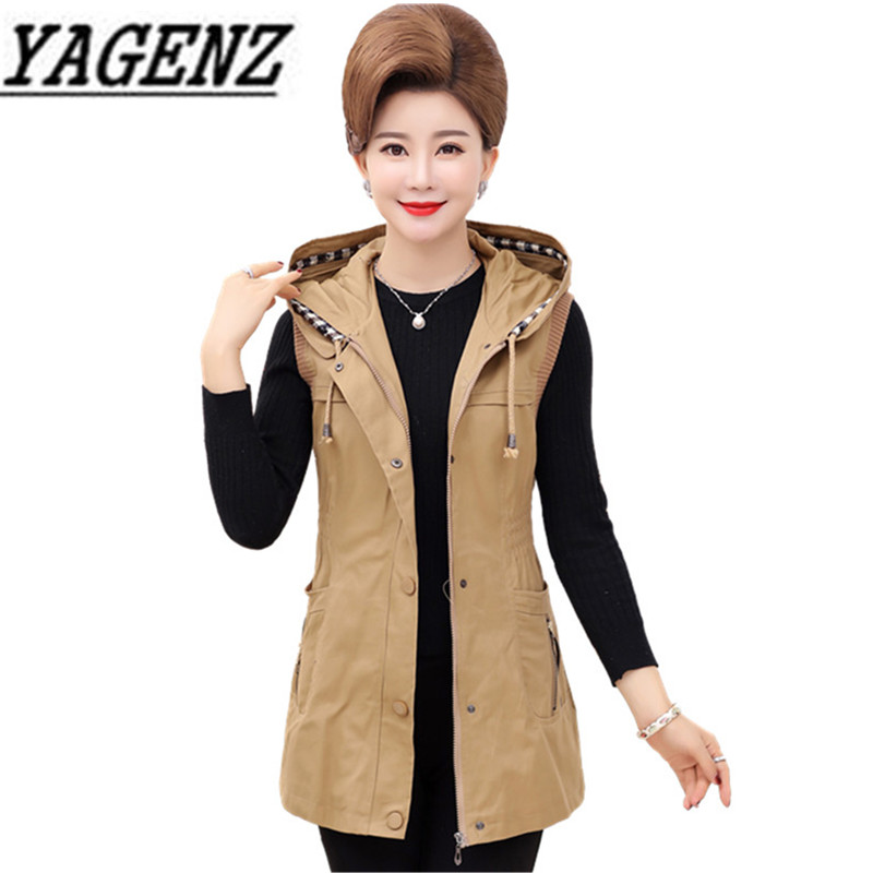 Middle-aged Women Hooded Jacket Vest Spring Autumn Slim Sleeveless Cotton Outerwear Large size Casual Solid Waistcoat Female 5XL, Khaki
Middle-aged Women Hooded Jacket Vest Spring Autumn Slim Sleeveless Cotton Outerwear Large size Casual Solid Waistcoat Female 5XL, Khaki