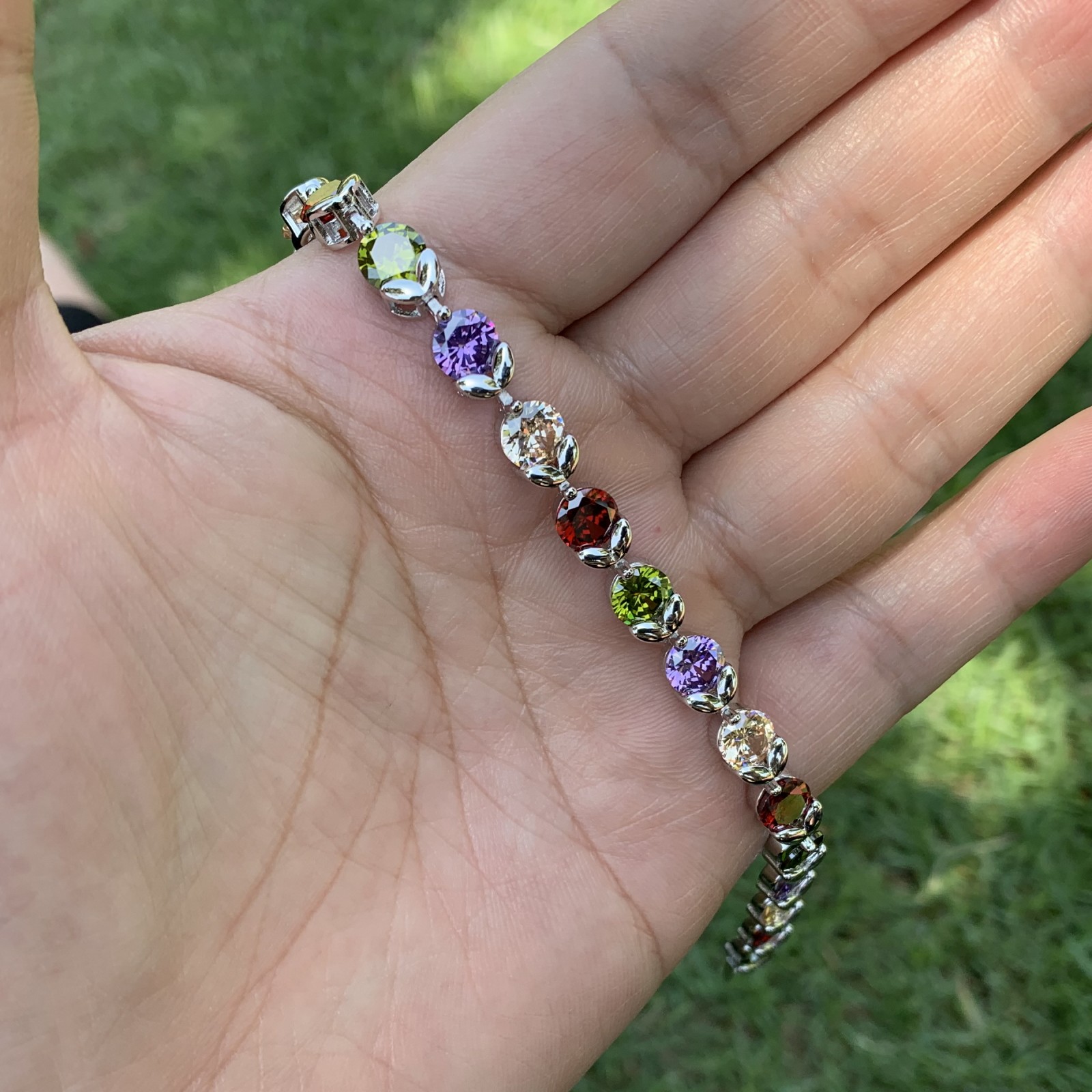 Sterg Sier Bracelet: Topaz & CZ Eternity Wedding Bangle for Women