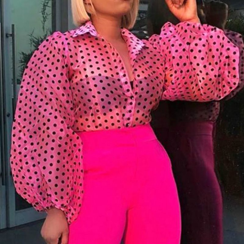 Transparent Sexy Rose Red Polka Dots Printed Blouse Shirt Vintage Puff Long Sleeve Fall Autumn See Through Mesh Tops Plus Size, Fuchsia
Transparent Sexy Rose Red Polka Dots Printed Blouse Shirt Vintage Puff Long Sleeve Fall Autumn See Through Mesh Tops Plus Size, Fuchsia