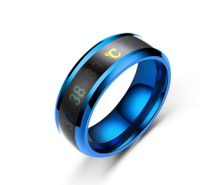 Wholesale Stainless steel rings Fashion wedding jewelry Intelligent Thermometer ring adult jewelry temperature measuring Couple rings