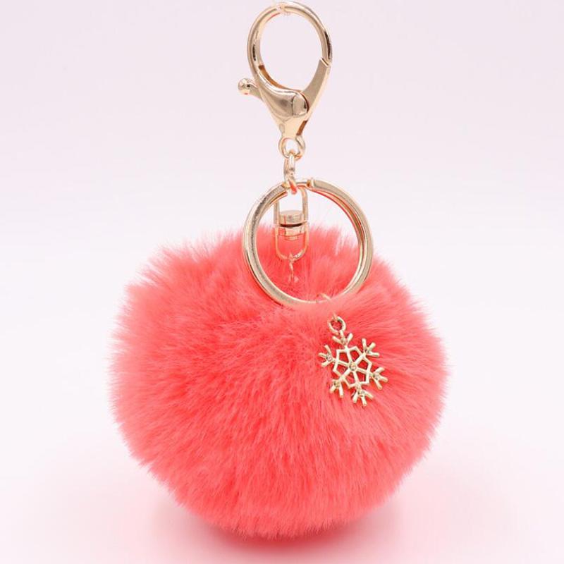 10pcs/Lot Girls Fashion Jewelry Keychains Party Favors Lovely Fluffy Balls Snow Key Ring Baby Shower Gift For Women Bags Decor 8cm