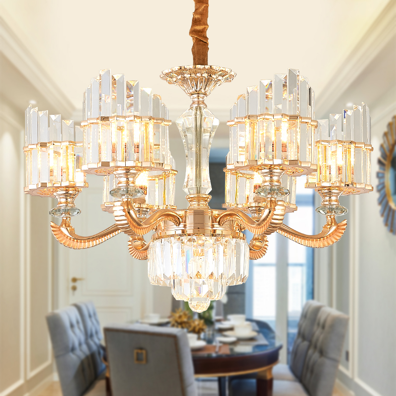 modern crystal pendant lights fixture european sgold crystal pendant lamp hanging lamps hotel hall home indoor lighting 6 8 15 lamp